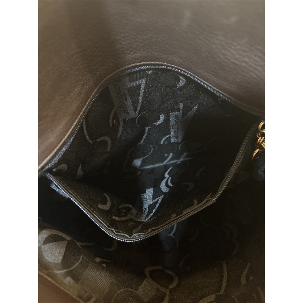 Ferragamo Gancini Shoulder Crossbody Bag Leather Dark Brown DH-217232 Italy - Picture 12 of 16